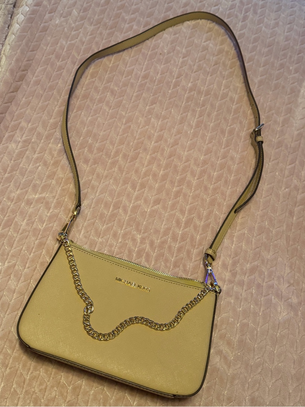 Michael Kors Beige Crossbody Bag with Gold Chain (Convertable)